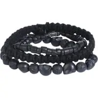 Rock Rebel by EMP Set de bracelets Gothic de - Bracelet Crâne - pour Unisexe - noir - Taille Standard