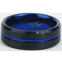 EtNox Bague de - Blue Line - pour Unisexe - noir/bleu - Taille 56