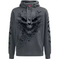 Spiral Sweat-shirt à capuche Gothic de - Crâne Chauve-Souris - M - XXL - pour Homme - gris - Taille L