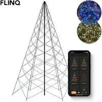 FlinQ Luminus Smart Christmas Tree 1200 LED - Éclairage de l'arbre de Noël du mât de drapeau 3 mètres - Lumières de Noël LED extérieures - Choix des couleurs via l'application ou la télécommande.