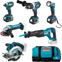 Makita Combopack 5 outils 18V LXT (3x3,0 Ah) dans sac de transport LXT600 - DLX6046
