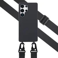 Selencia Coque silicone avec cordon amovible pour Samsung Galaxy S25 Ultra - Noir