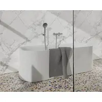FortiFura Calvi Robinet de baignoire thermostatique avec douchette ronde, support et flexible lisse Inox brossé PVD SW799447/SW720566/SW720222/SW728177