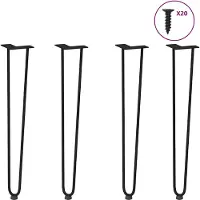 vidaXL Pieds en épingle à cheveux pour tables de console 4 pcs. noir 72 cm acier massif