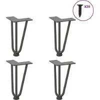 vidaXL Pieds en épingle à cheveux pour table basse 4 pcs. Anthracite 20 cm acier massif