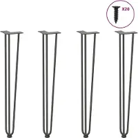 vidaXL Pieds en épingle à cheveux pour tables de console 4 pcs. Anthracite 72 cm acier massif