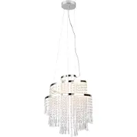 RL Suspension LED POMP, nuances d'argent, 30 W, nuances de blanc, 4300 lm, métal, dimensions : 150 x 38 x 38 cm, IP20,
