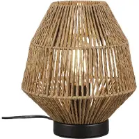 TRIO Lampe de table bohème Miki marron et noire, 1xE27x40W, abat-jour en papier, dimensions : 20x20x20 cm, IP20,