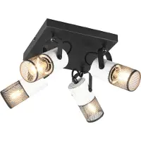 TRIO Spot Tosh noir et blanc 4xE14x15W en métal, dimensions : 19,5 x 22 x 22 cm, IP20,