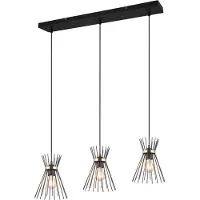 TRIO Suspension ROD noir et or, 3xE27x40W, métal, dimensions : 150x82x20 cm, IP20, RL