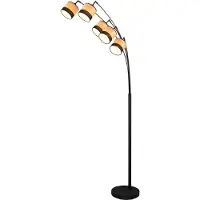 RL LIVE YOUR LIGHT REALITY BOLZANO - Lampadaire - Noir mat - excl. 5x E14 10W - Interrupteur à pied - Abat-jour aspect bois