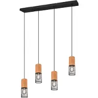 TRIO Lampe de salle à manger suspendue au-dessus de la table avec 4 douilles en bois