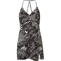 Superdry Femme Robe Nuisette Courte Imprimée Noir Taille: 40