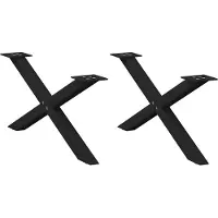 vidaXL Pieds de table basse en X 2 pcs. noir 70x(30-31) cm acier