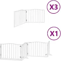 vidaXL Porte pour chien 10 pièces avec porte Pliable Blanc 800 cm Bois de peuplier