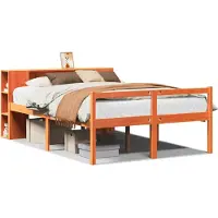 vidaXL Lit en bois massif avec étagère sans matelas brun cireux 140x200 cm