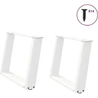 vidaXL Pieds de table basse en U 2 pcs. Blanc 60x(42-43) cm Acier