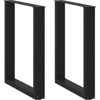 vidaXL Pieds de table de salle à manger en forme de U 2 pcs. noir 70x(72-73) cm acier