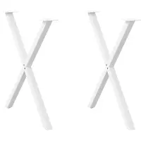 vidaXL Pieds de table de salle à manger en X 2 pcs. Blanc 80x(72-73) cm Acier