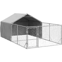 vidaXL Niche d'extérieur pour chien enclos 4x2x1,5 m acier galvanisé