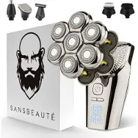 Sansbeauté Rasoir électrique 6-en-1 - - Têtes 7D – Étanche – Écran LED – Accessoires complets – 90 min autonomie