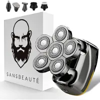 Sansbeauté Rasoir 6-en-1 pour hommes - Tondeuse - SkullSharp V2 | 6 HEAD - Wet & Dry - Rasoir électrique visage et cheveux - Rasage de la tête - Accessoires - Électrique