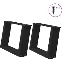 vidaXL Pieds de table basse en U 2 pcs. noir 40x(30-31) cm acier
