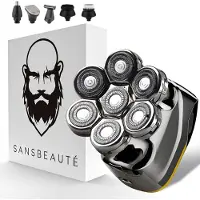 Sansbeauté Rasoir 6 en 1 pour hommes - Tondeuse - SkullSharp V2 | 7 têtes - Wet & Dry - Rasoir électrique visage et cheveux - Rasage de la tête - Accessoires - Electrique