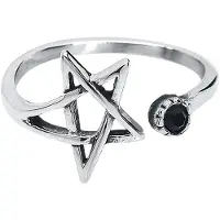 EtNox Bague Gothic de - Pentagramm - pour Femme - couleur argent - Taille S