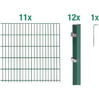 Alberts 648770 Clôture en treillis double comme set complet de clôture 24 pièces, vert, hauteur 100 cm, longueur 22 m