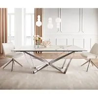 DELIFE Table à manger Edge 200x100 céramique Calacatta Luxe blanc-doré-gris Spider acier plat acier inoxydable