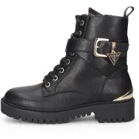 GUESS pour femme. FLFOLSELE10 Bottines en cuir Olsy noir (36), Plat, Lacets, Fermeture éclair, Casuel