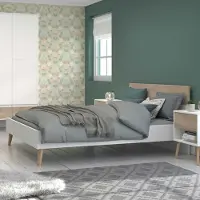 Parisot Lit double Hardy 140 x 200 - blanc/chêne