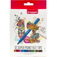 Bruynzeel Coffret de feutres Super Point - 12 couleurs pour le dessin des enfants