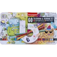 Bruynzeel Set de dessin et de coloriage en étain, 60 pièces.