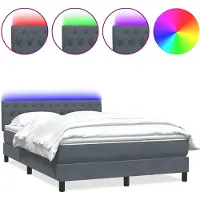 vidaXL Lit boxspring avec matelas & LED gris foncé 160x210 cm velours