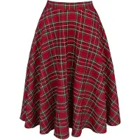 Hell Bunny Jupe mi-longue Rockabilly de - Jupe Irvine - XS - 4XL - pour Femme - rouge - Taille S