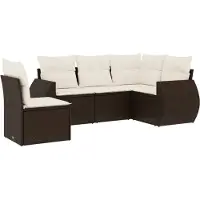 vidaXL Ensemble de salon de jardin 5 pièces avec coussins Marron Poly Rattan