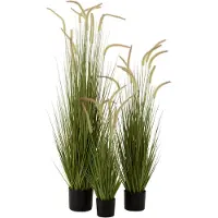 J-Line Herbes + graminees en pot plastique vert large