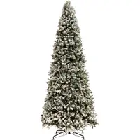MF Très grand sapin de Noël en plastique, enneigé, vert Hauteur 450cm