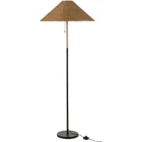 J-Line Lampadaire métal/rotin noir/naturel