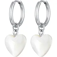 Elli Boucles d'oreilles 'Herz' argent / blanc