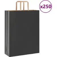 vidaXL Sacs en papier 250 pcs avec poignées noir 32x12x42 cm
