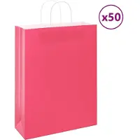 vidaXL Sacs en papier 50 pcs avec poignées rose 32x12x42 cm