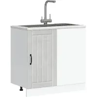 vidaXL Armoire basse de cuisine Lucca gris béton Matériau dérivé du bois