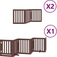 vidaXL Porte pour chien 12 pièces avec porte Pliable Marron 600 cm Bois de peuplier