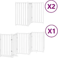 vidaXL Porte pour chien 12 pièces avec porte Pliable Blanc 600 cm Bois de peuplier