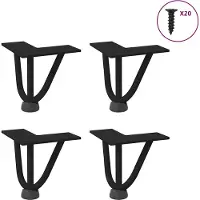 vidaXL Pieds en épingle à cheveux pour table basse 4 pcs. noir 10 cm acier massif