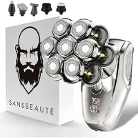 Sansbeauté Rasoir 6 en 1 pour hommes - - Tondeuse - SkullSharp MAX - électrique pour le visage et la tête - gris