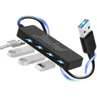 Jacked - Répartiteur Usb - Pour ordinateur portable - 4 Ports - Usb 3.0 multiport - Noir